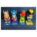4 Marvel Bobblehead Figures of Thor, Captain Ameri