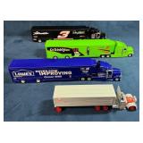 4 Die-Cast NASCAR-Themed Tractor-Trailer Trucks