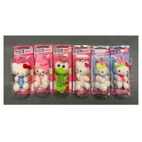 6 PEZ Plush Keychains Featuring Hello Kitty and Fr