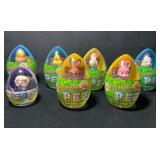 6 PEZ Easter Egg Dispensers with Characters and Ca