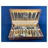 Wooden Boxed Flatware Set with Ornate Handles