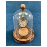 American Waltham Pocket Watch in Glass Dome Displa