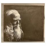 Monochromatic Portrait Painting of Bearded Man in