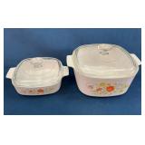 Corning Ware Floral Pattern Casserole Dishes with