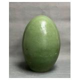 Large Handmade Green Pottery Egg