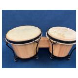 Wooden Bongo Drums with Skin Heads and Metal Hardw