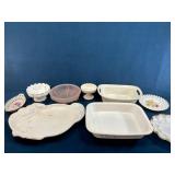 Ceramic and Glass Dishes, Trays, and Bowls with Fl