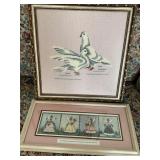Framed Embroidery Art with Doves and Angel Figures