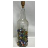 Bottle Containing Assorted Old Marbles