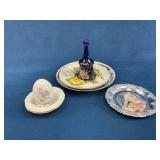 Porcelain Plates, Decorative Egg, and Silver-Toned