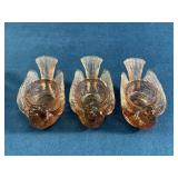 Three Amber-Colored Glass Bird Figural Candle Hold