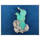 Sterling Silver Pendant with Bird and Leaf Motif,