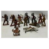 12 Antique Lead Cowboys and Indians Figures