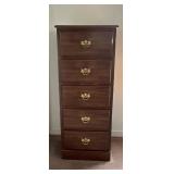 Wooden Five-Drawer Chest with Brass Hardware