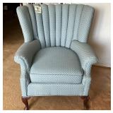 Tufted Blue Upholstered Wingback Chair with Queen