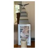 Three Household Items: Ironing Board, Framed Artwo