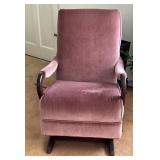 Upholstered Pink Velvet Rocking Chair with Wooden