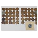 48 Wheat Pennies 1939-58 With 1943 Steel Cent