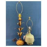 Decorative Table Lamps, Gold-Tone Leaf and Ceramic