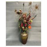 Large Ceramic Vase With Faux Floral Arrangement an