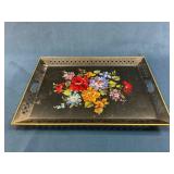 Hand-Painted Nashco Metal Serving ï¿½Tole Tray Flora