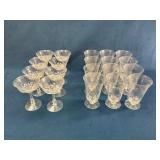 18 Etched Glass Stemware Pieces With Floral Design