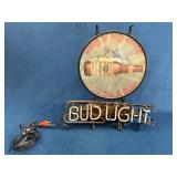 Bud Light Neon Sign with Frog Design ï¿½ Needs Repai