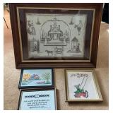 Framed Cross-Stitch and Needlework Art