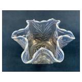 Fenton Clear & Opalescent Glass Bowl Floral Design