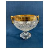 Crystal and Gilded Metal Compote With Handles
