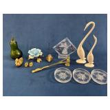 Decorative Items Including Glass, Brass, and Ceram
