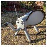 Metal Elephant Yard Art Sculpture with Gray Finish