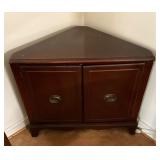 Corner Cabinet in Dark Wood Finish with Brass Hand