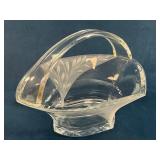 Clear Etched Crystal Basket with Handle