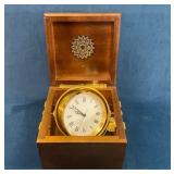 Wooden Boxed Quartz Shipï¿½s Clock with Brass Housin