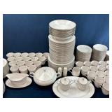 100-Piece Lace Fine China Set with Silver Trim and