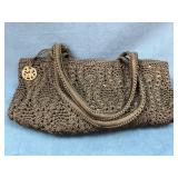 The Sak Hand-Crocheted Black Shoulder Bag with Log