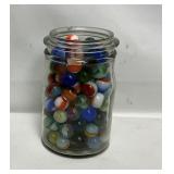 Mason Jar Filled With Assorted Glass Marbles
