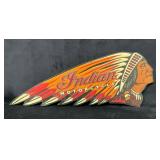 Indian Motorcycle Metal Sign with Feathered Chief