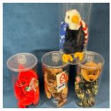 Four Ty Beanie Babies in Display Tubes: Bald Eagle