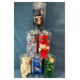 Six Collectible Ty Beanie Baby Bears in Clear Disp