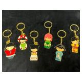 6 Momiji Gold-Tone Enamel Keychains Featuring Koke