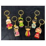 6 Gold-Tone ï¿½Momijiï¿½ Girl Character Keychains with
