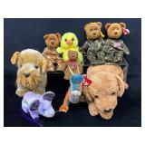 Ty Beanie Babies Including Bears, Plush Dogs, and