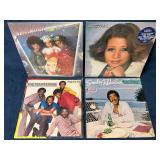 Four Vinyl Records: Aretha Franklin, The Temptatio