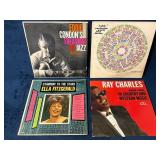 Four Vinyl Records Featuring Jazz and Country Arti