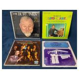 Four Vinyl Records Featuring Burl Ives, Floyd Cram
