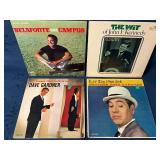Four Vinyl Records: Belafonte, JFK, and Dave Gardn
