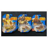 3 Hot Wheels Star Wars Character Cars C-3PO, Ewok,