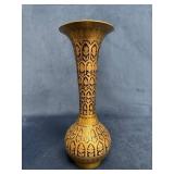Brass Vase With Intricate Floral Pattern